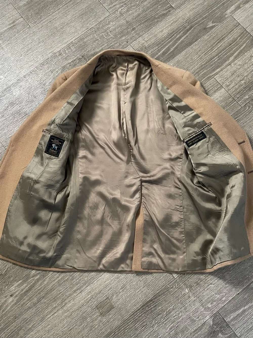 Vintage Hart Schaffner Marx Brown Khaki Cotton Trench Overcoat